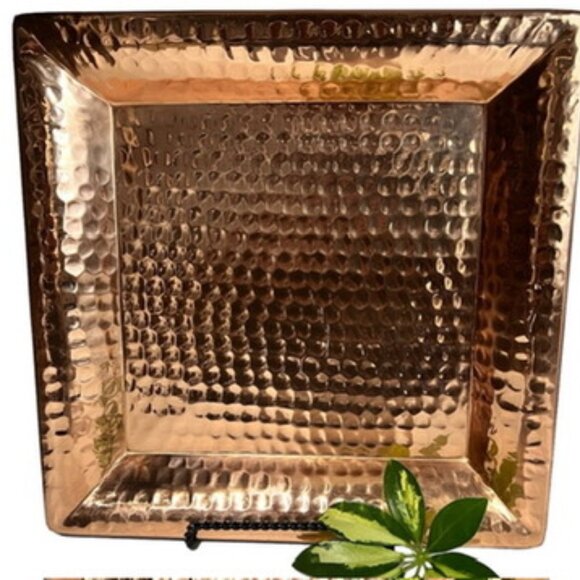 CRATE & BARREL Square Hammered Copper Tray - Picture 1 of 3